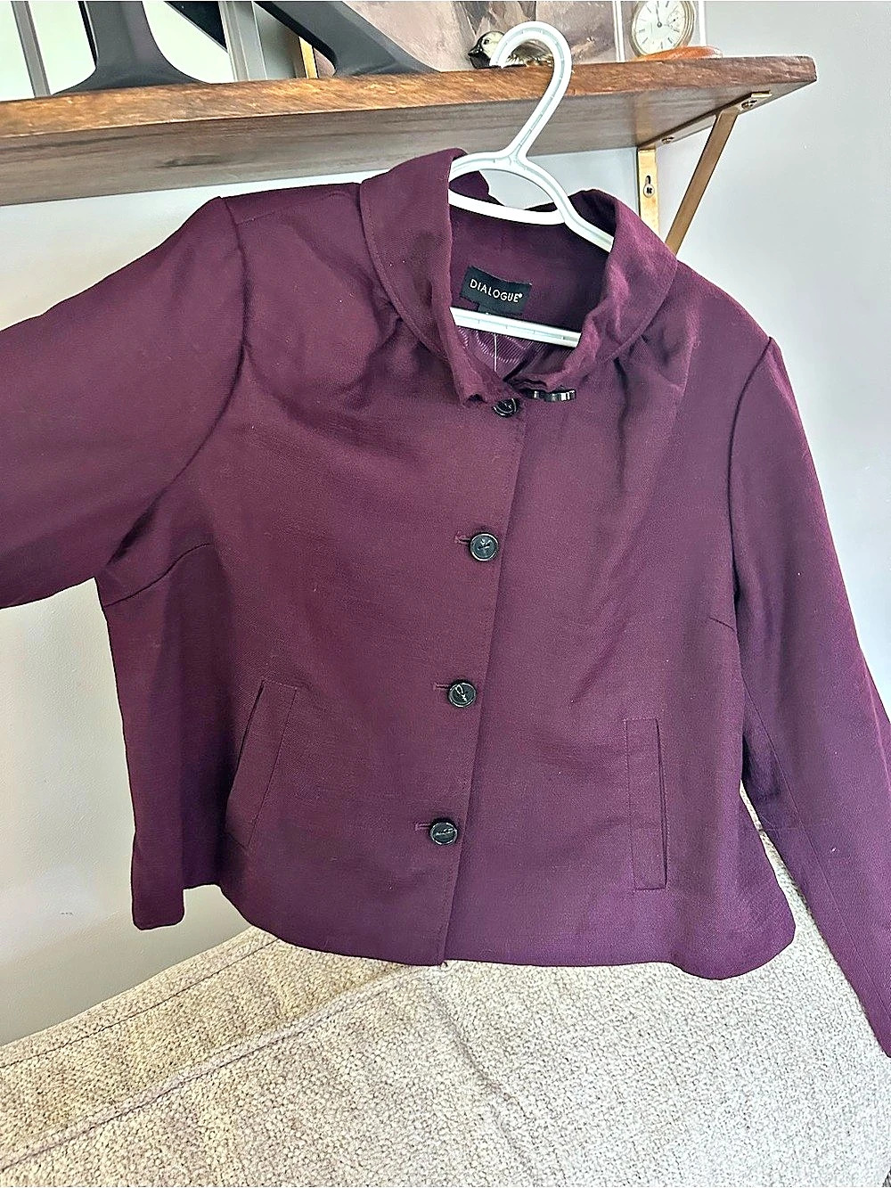 Dialogue Button Front Jacket in Purple Size 1X Like New